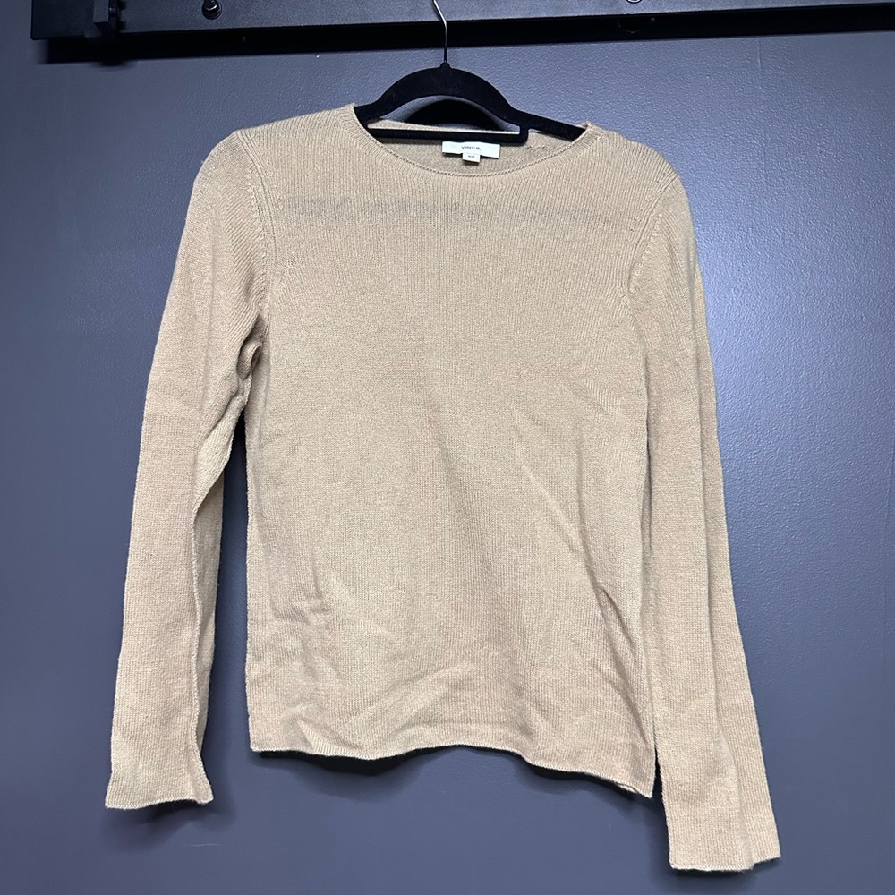 Vince Wool and Cashmere Crewneck Sweater Tan Beige M